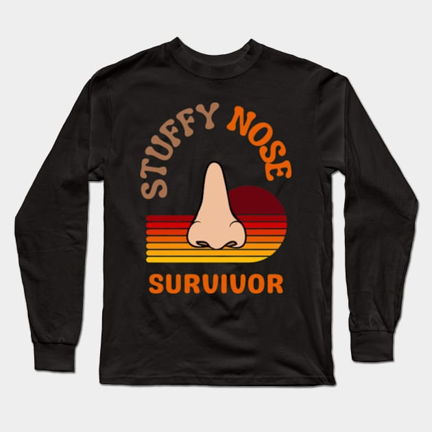 Stuffy Nose Survivor vintage Retro Long Sleeve T-Shirt by Adam4you